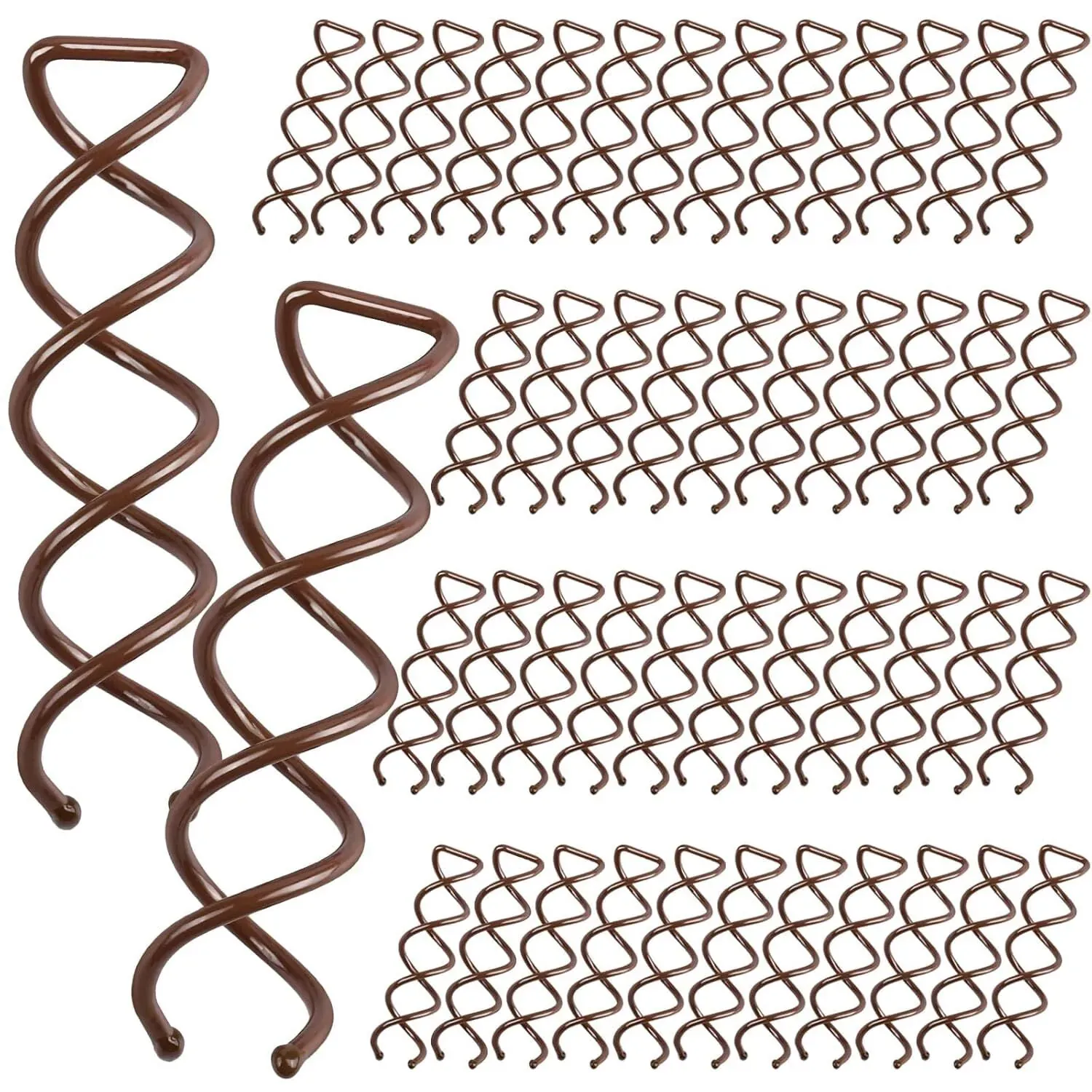 Spiral Hair Pins, 50-Piece Set with Rounded Tips (Brown) (3-Pack)